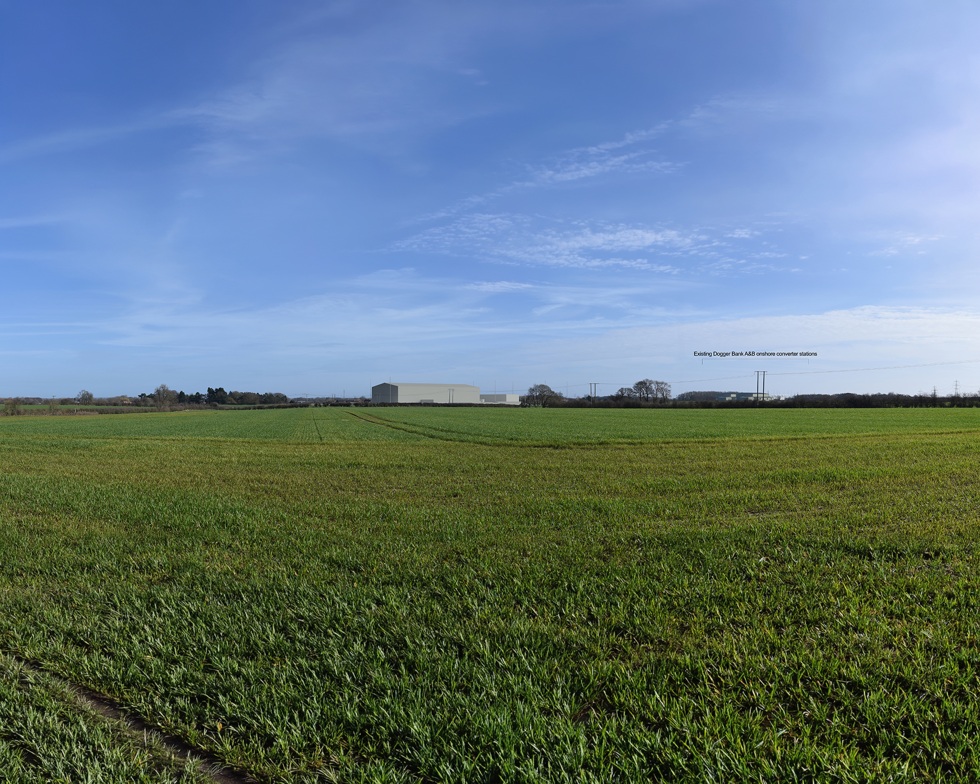 Viewpoint 4: Footpath along new A164 - Photomontage of proposed development