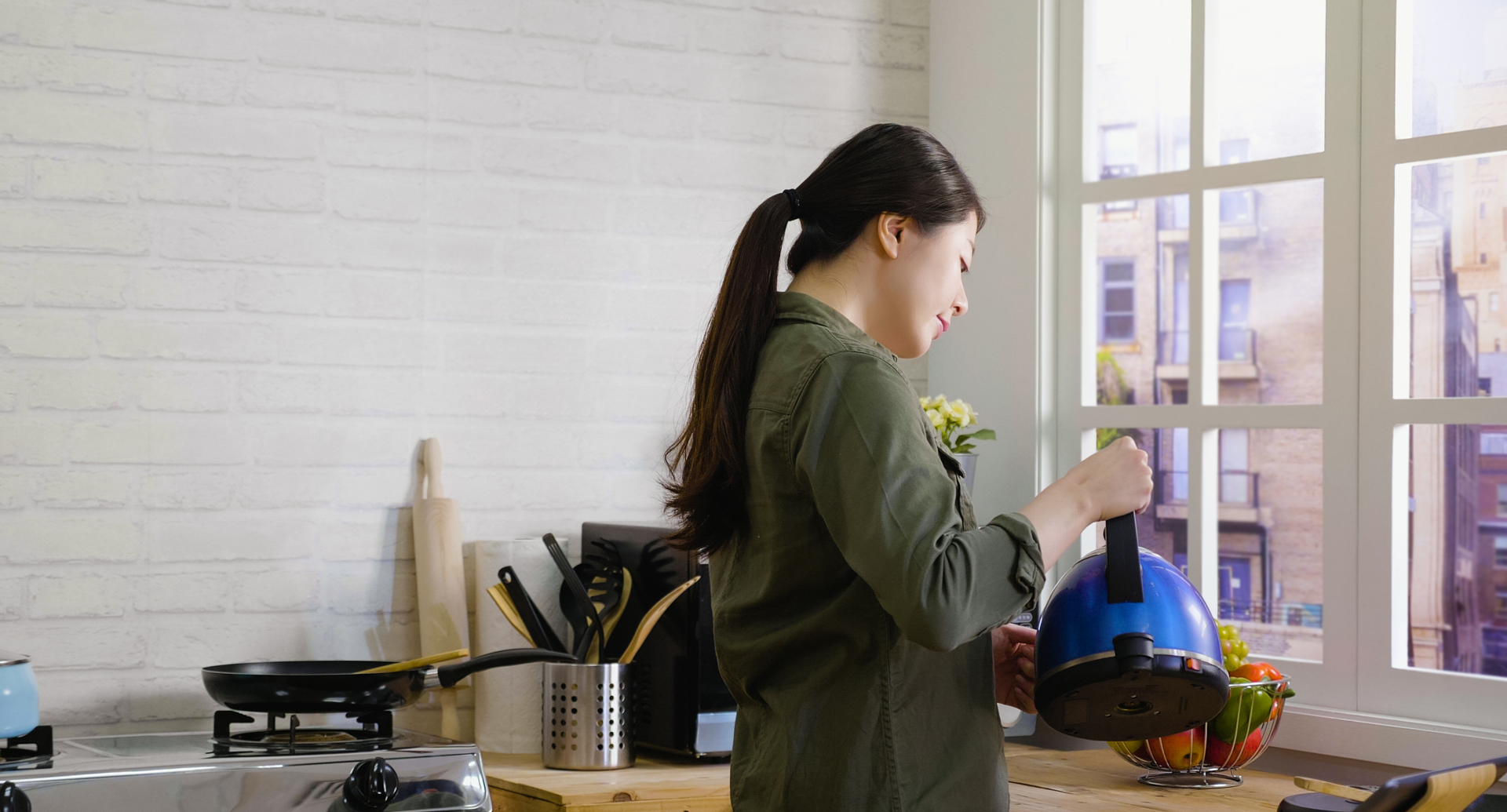 Woman making tea